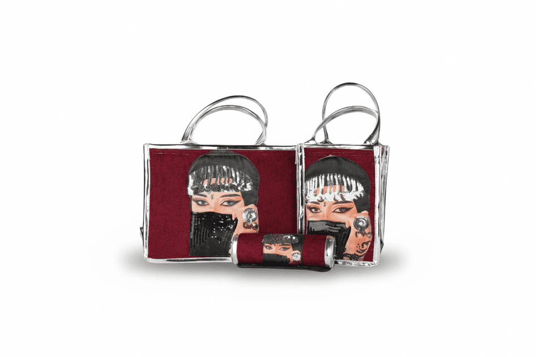 طقم ضيافة بتصميم البرقع التراثي